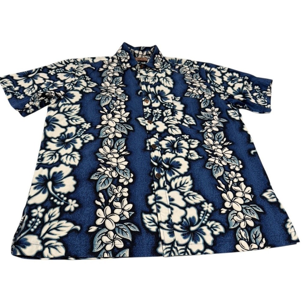 Honu Bay Malihini Hawaiian Shirt Hibiscus Floral Men's L